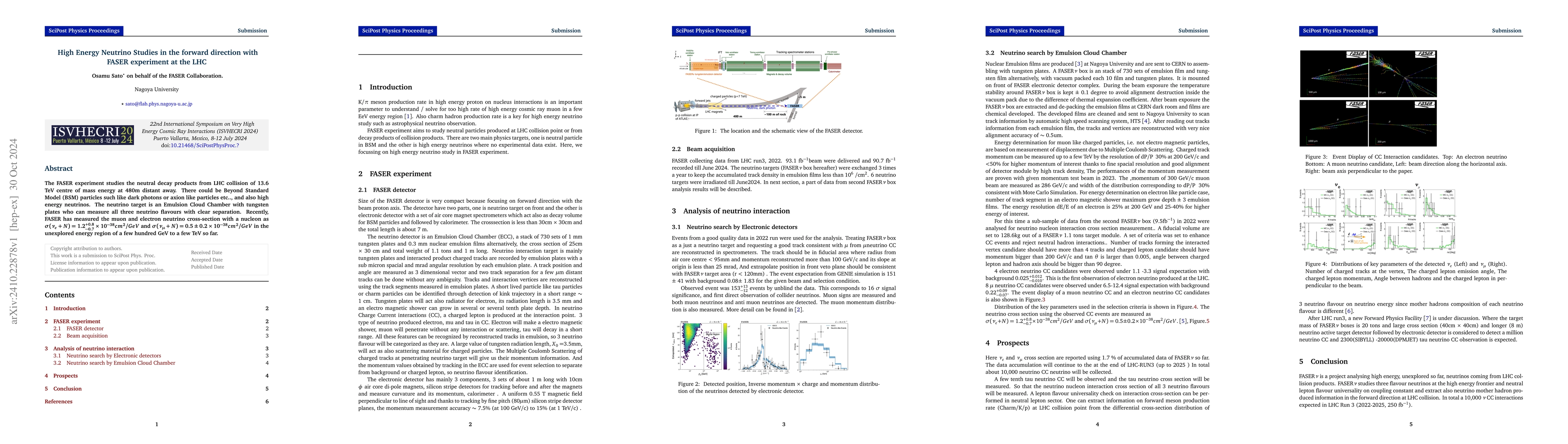 Thumbnail for High Energy Neutrino Studies in the forward direction with FASER
  experiment at the LHC