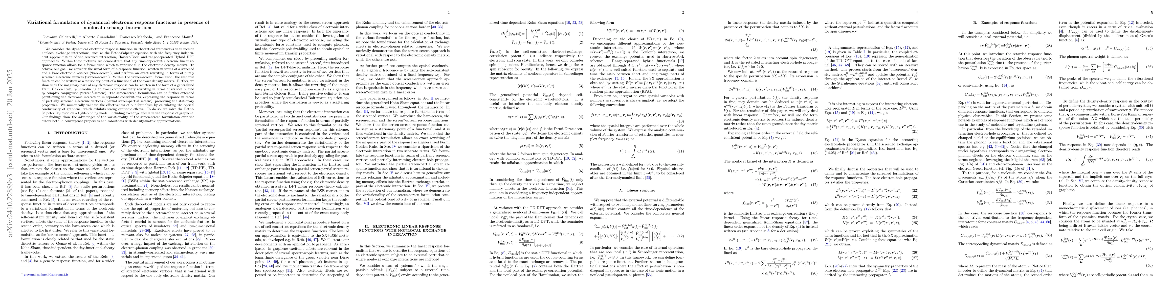 Thumbnail for Variational formulation of dynamical electronic response functions in
  Bethe-Salpeter, (screened) Hartree-Fock, Hybrid-DFT approaches