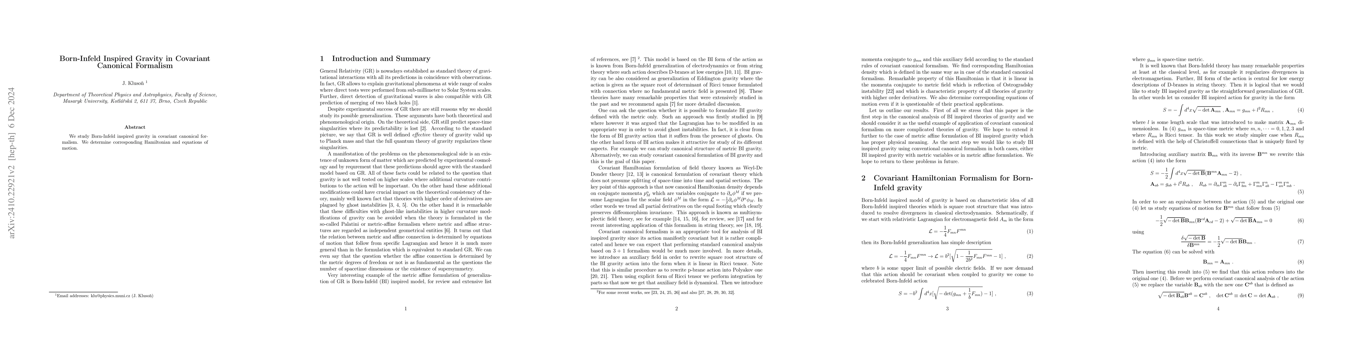 Thumbnail for Born-Infeld Inspired Gravity in Covariant Canonical Formalism