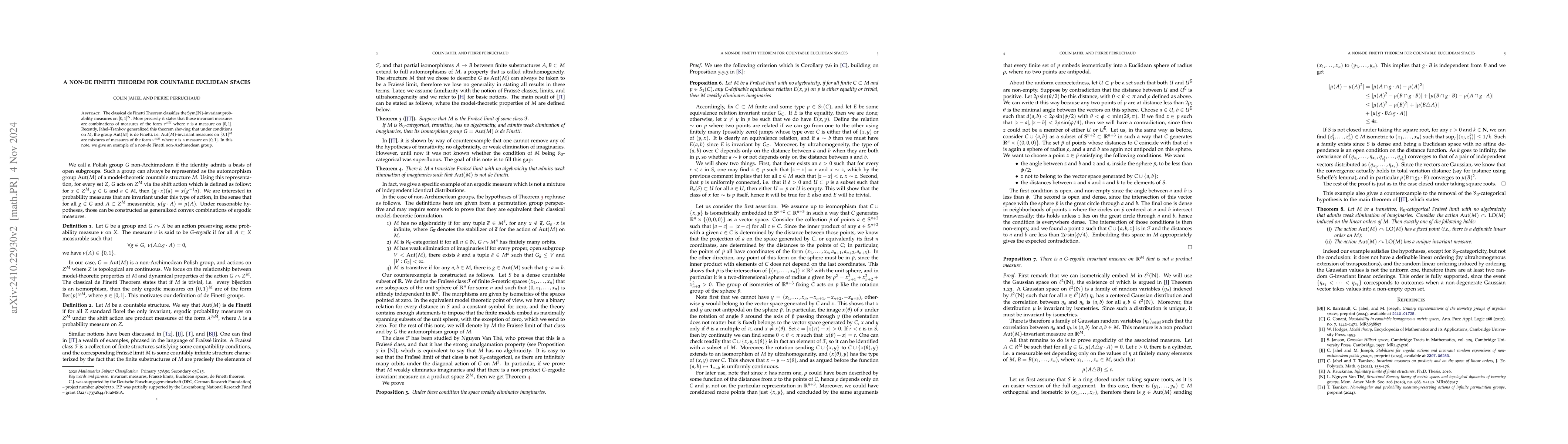 Thumbnail for A non-de Finetti theorem for countable Euclidean spaces