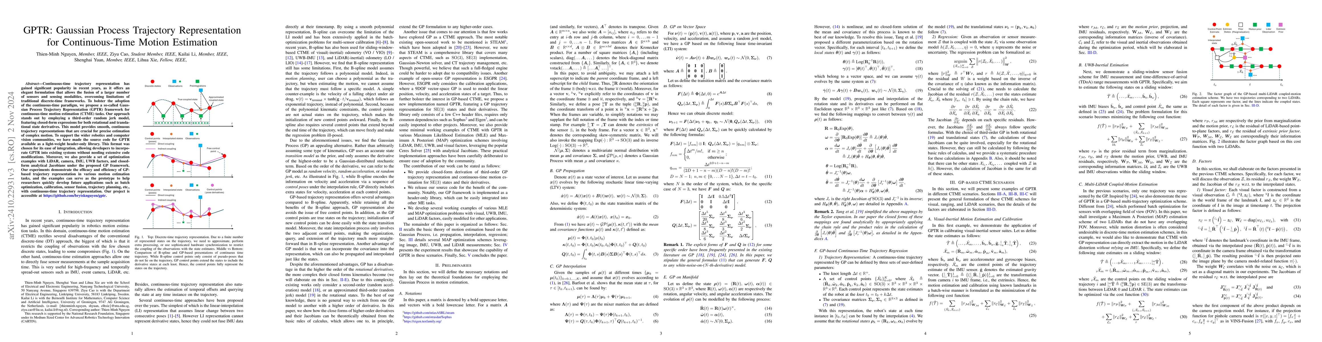 Thumbnail for GPTR: Gaussian Process Trajectory Representation for Continuous-Time
  Motion Estimation