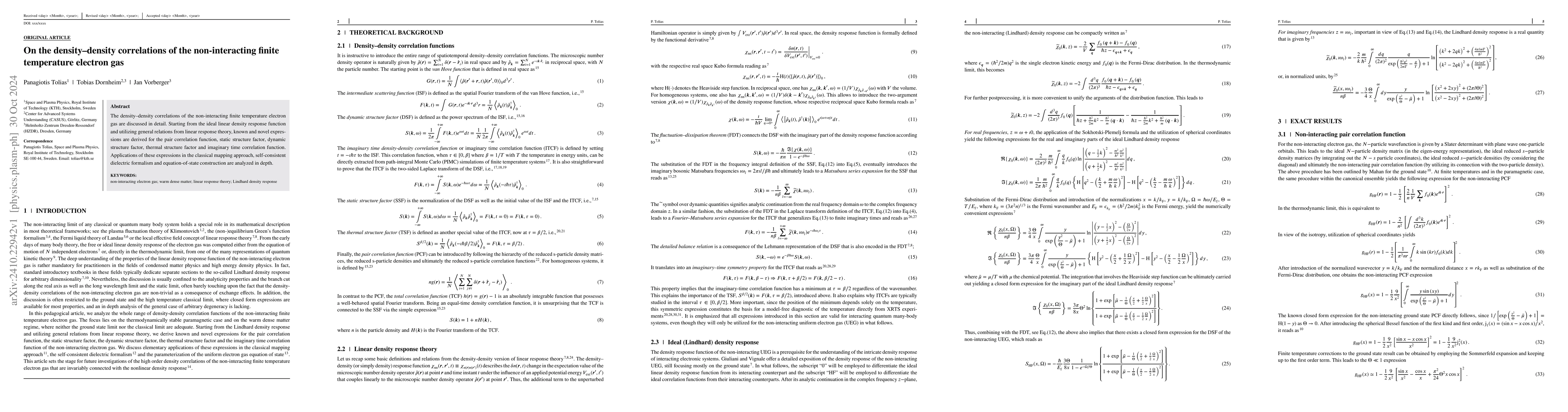Thumbnail for On the density-density correlations of the non-interacting finite
  temperature electron gas