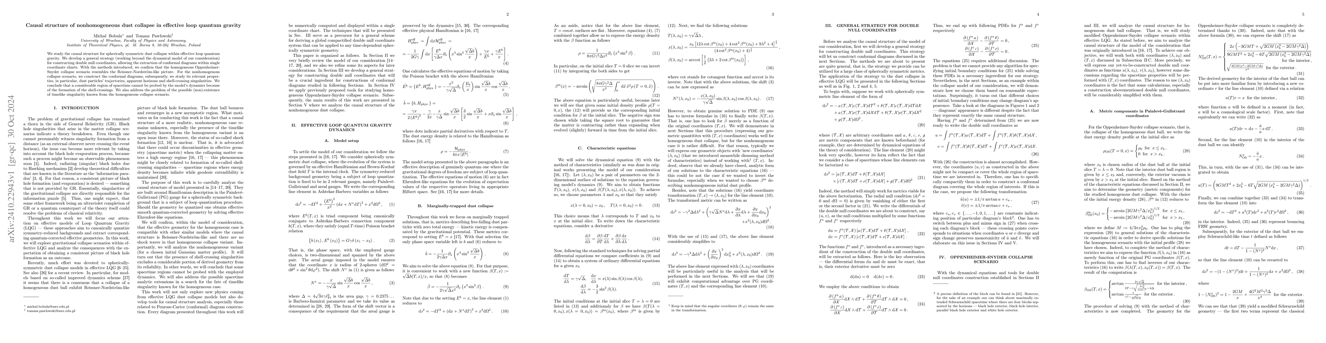 Thumbnail for Causal structure of nonhomogeneous dust collapse in effective loop
  quantum gravity