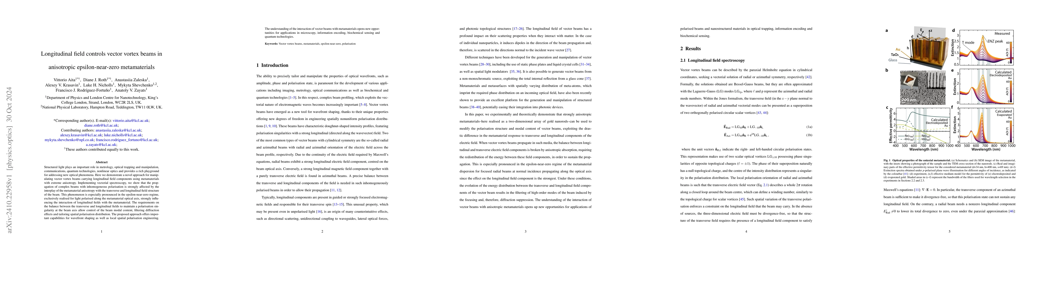 Thumbnail for Longitudinal field controls vector vortex beams in anisotropic
  epsilon-near-zero metamaterials