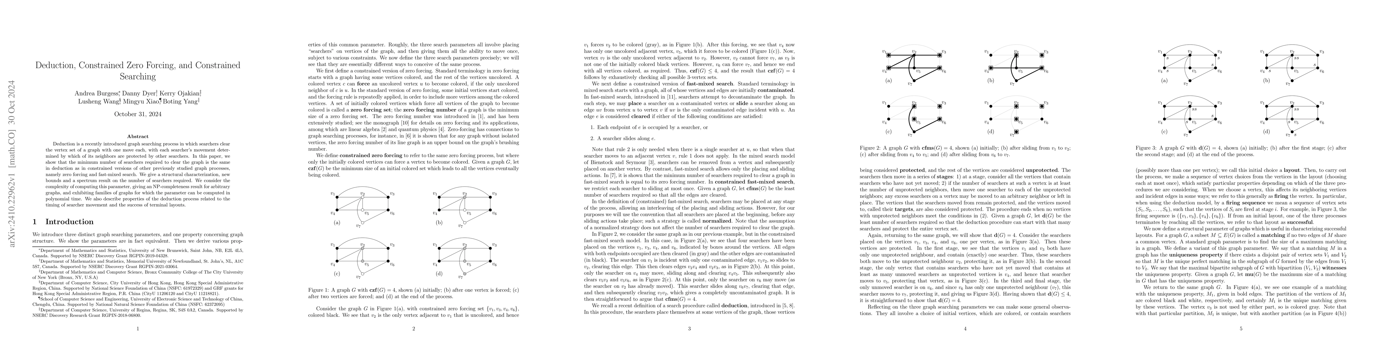 Thumbnail for Deduction, Constrained Zero Forcing, and Constrained Searching