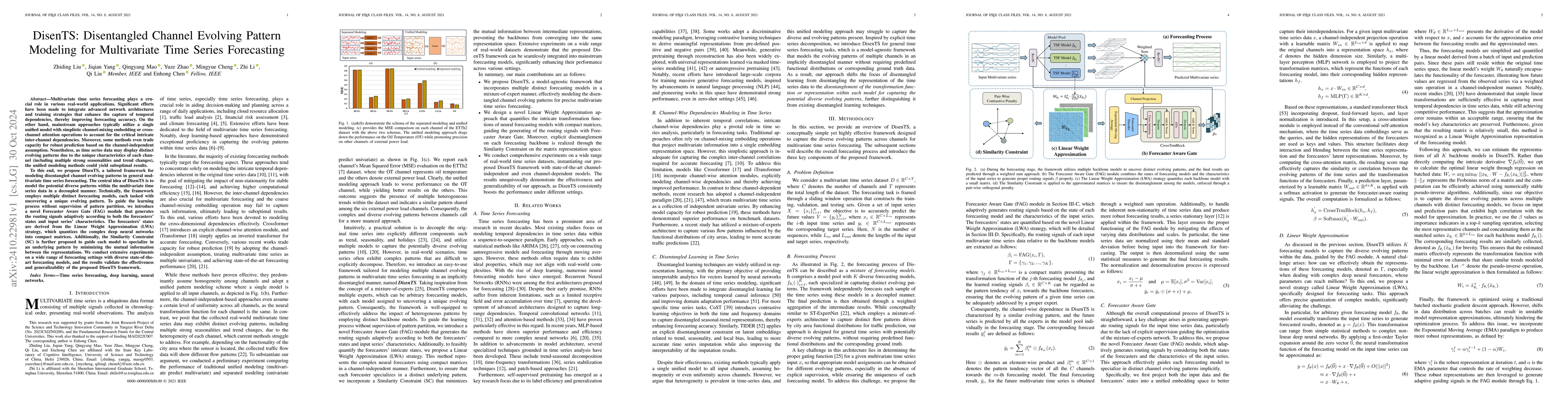 Thumbnail for DisenTS: Disentangled Channel Evolving Pattern Modeling for Multivariate
  Time Series Forecasting