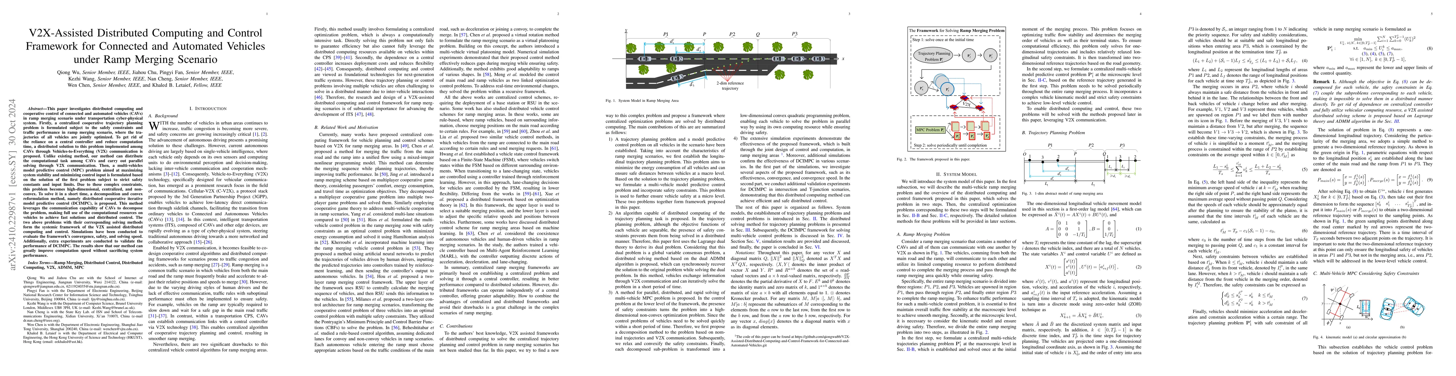 Thumbnail for V2X-Assisted Distributed Computing and Control Framework for Connected
  and Automated Vehicles under Ramp Merging Scenario