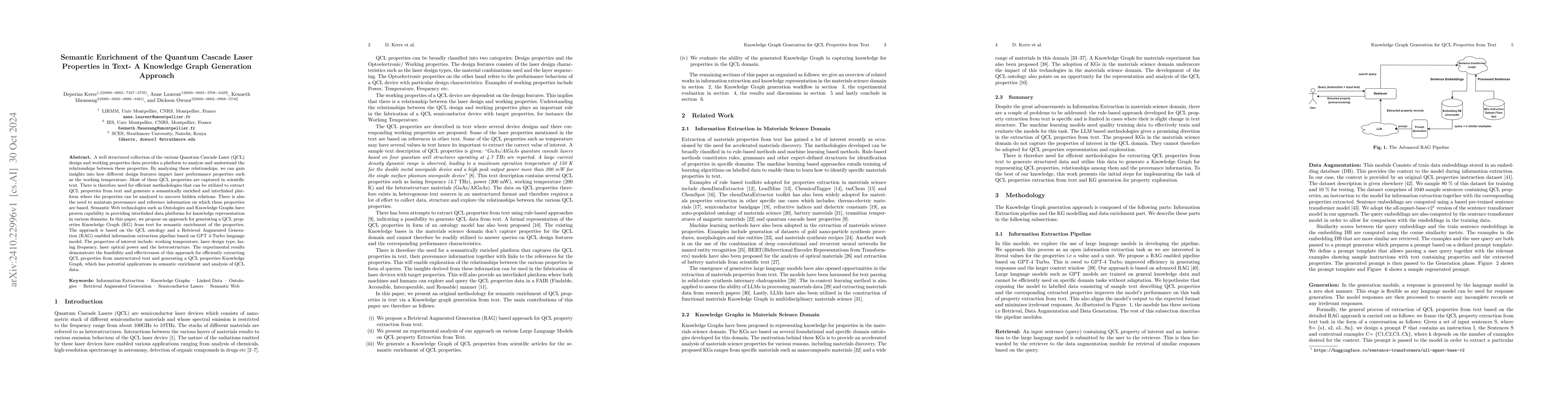 Thumbnail for Semantic Enrichment of the Quantum Cascade Laser Properties in Text- A
  Knowledge Graph Generation Approach