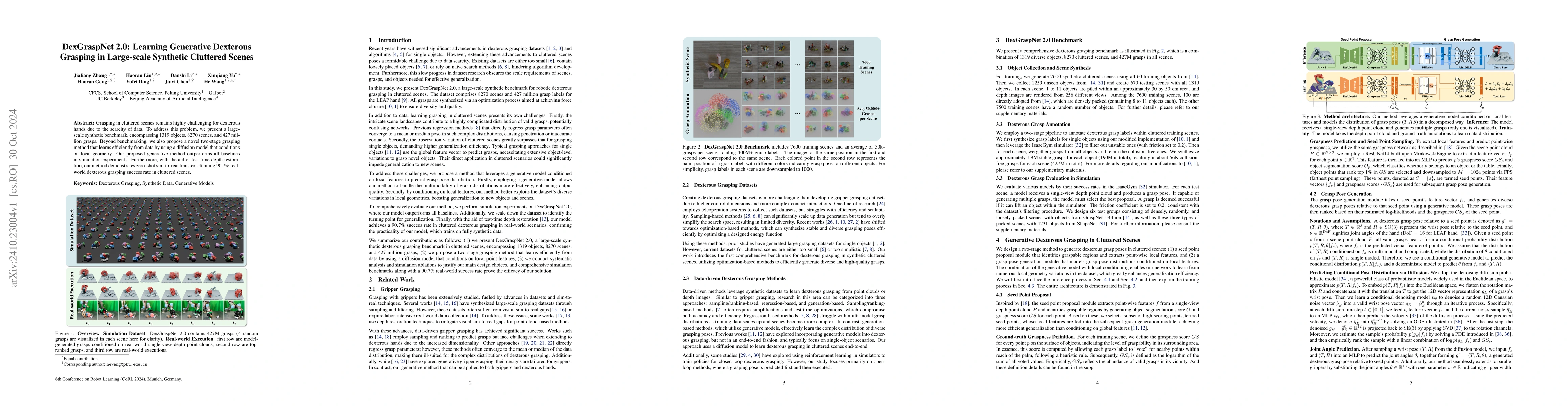 Thumbnail for DexGraspNet 2.0: Learning Generative Dexterous Grasping in Large-scale
  Synthetic Cluttered Scenes