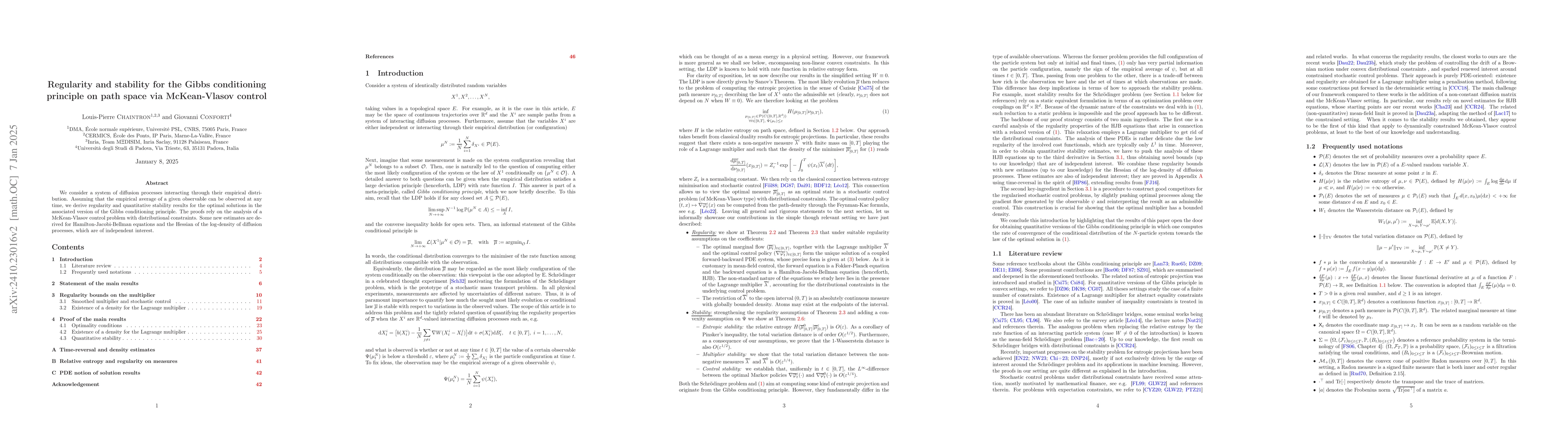 Thumbnail for Regularity and stability for the Gibbs conditioning principle on path
  space via McKean-Vlasov control