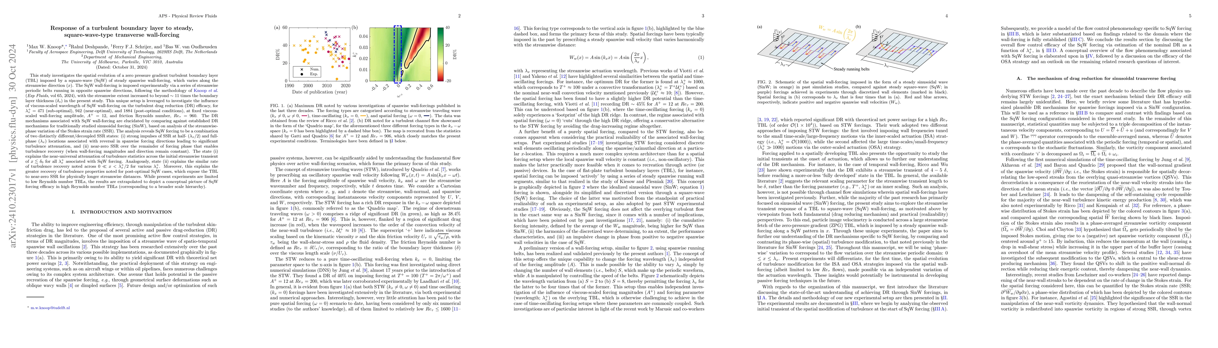Thumbnail for Response of a turbulent boundary layer to steady, square-wave-type
  transverse wall-forcing