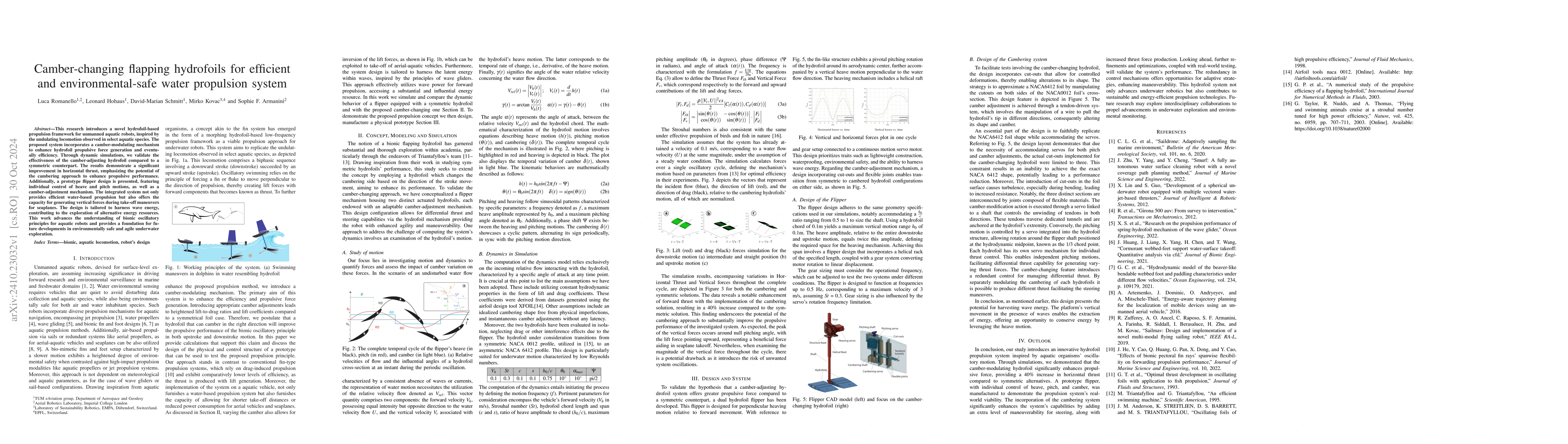 Thumbnail for Camber-changing flapping hydrofoils for efficient and environmental-safe
  water propulsion system