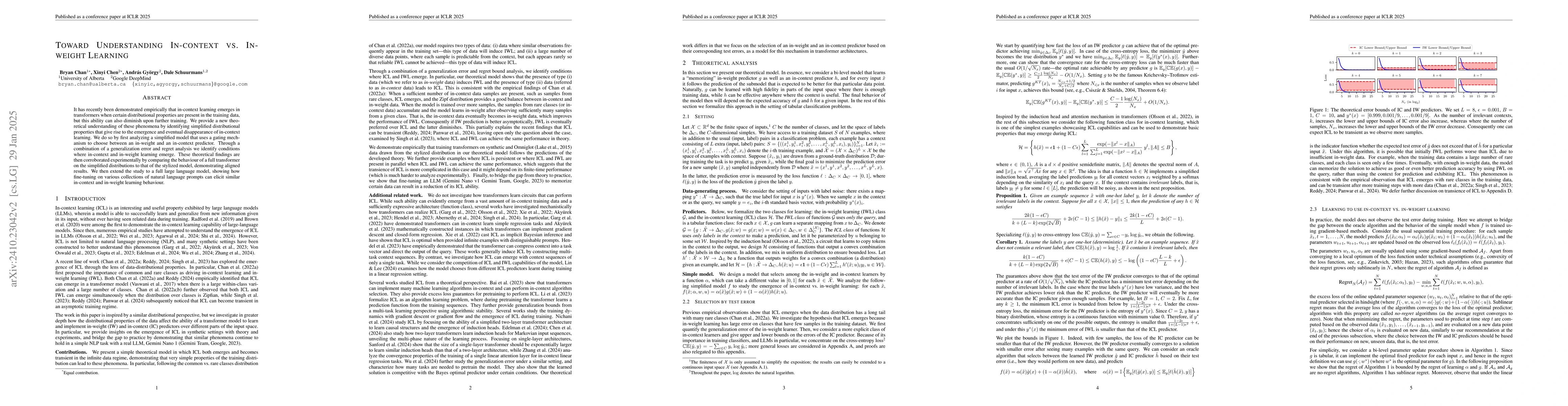 Thumbnail for Toward Understanding In-context vs. In-weight Learning