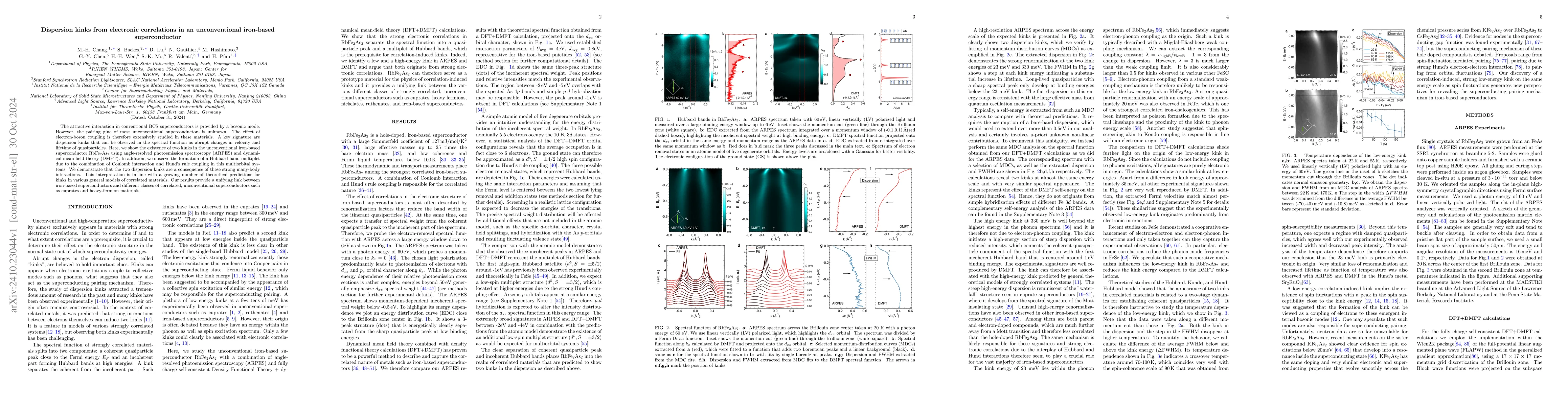 Thumbnail for Dispersion kinks from electronic correlations in an unconventional
  iron-based superconductor