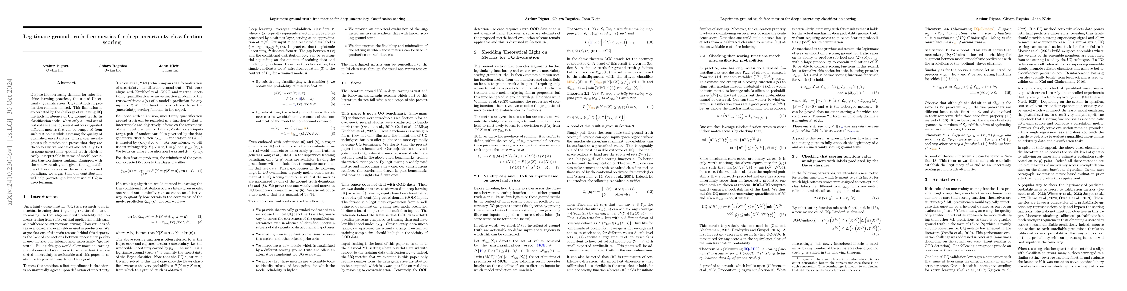 Thumbnail for Legitimate ground-truth-free metrics for deep uncertainty classification
  scoring