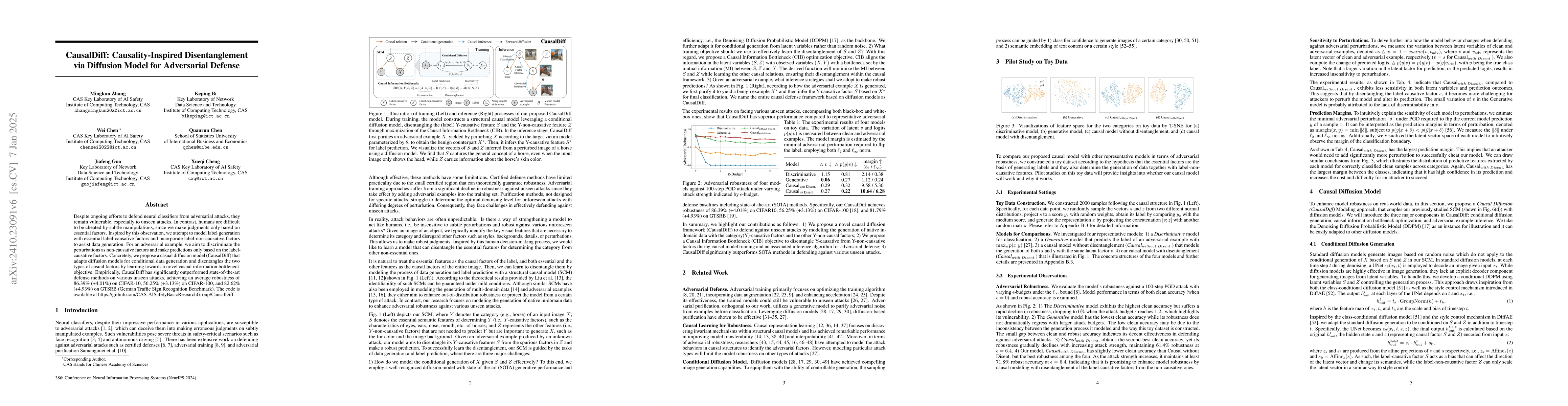 Thumbnail for CausalDiff: Causality-Inspired Disentanglement via Diffusion Model for
  Adversarial Defense