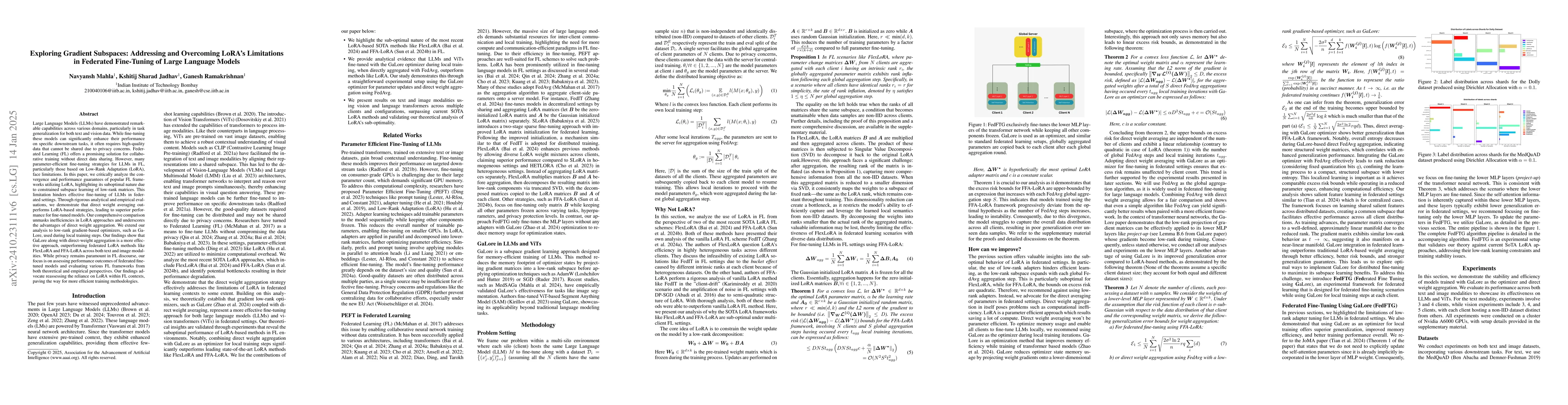 Thumbnail for Why Gradient Subspace? Identifying and Mitigating LoRA's Bottlenecks in
  Federated Fine-Tuning of Large Language Models