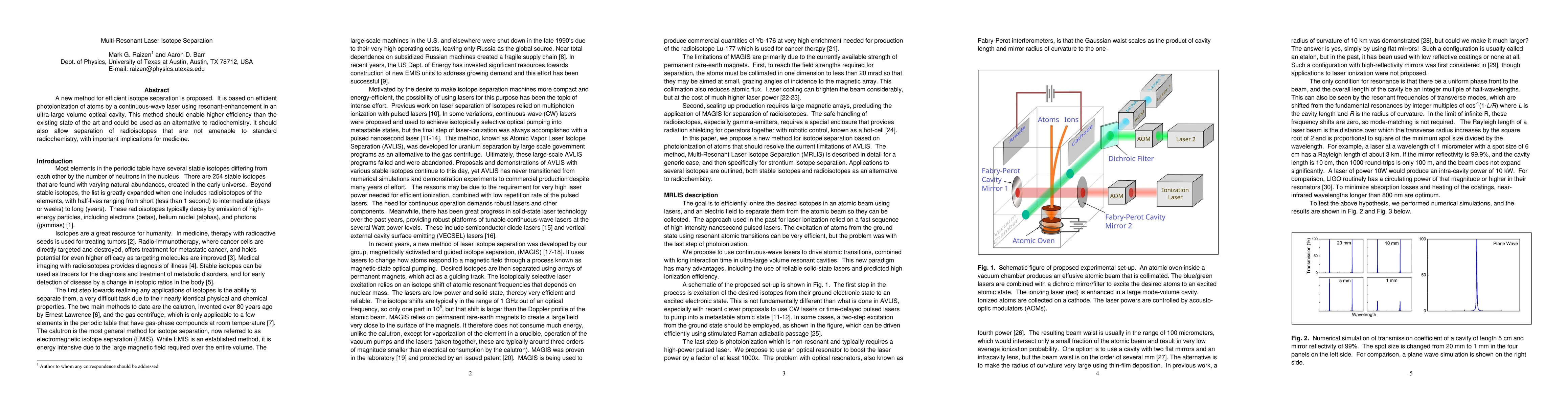 Thumbnail for Multi-Resonant Laser Isotope Separation