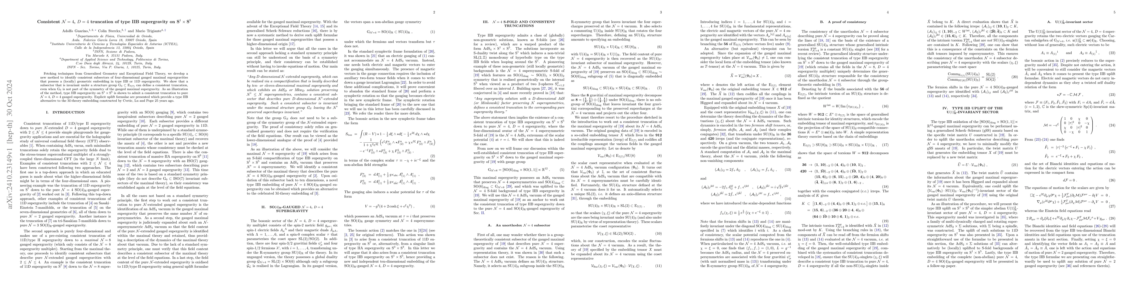 Thumbnail for Consistent $\mathcal{N}=4$, $D=4$ truncation of type IIB supergravity on
  $\textrm{S}^{1} \times \textrm{S}^{5}$