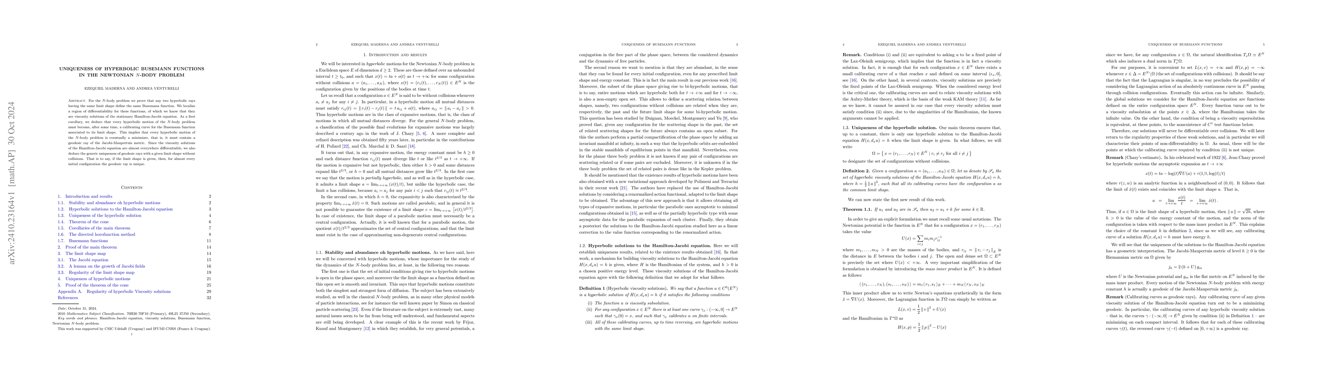 Thumbnail for Uniqueness of hyperbolic Busemann functions in the Newtonian N-body
  problem