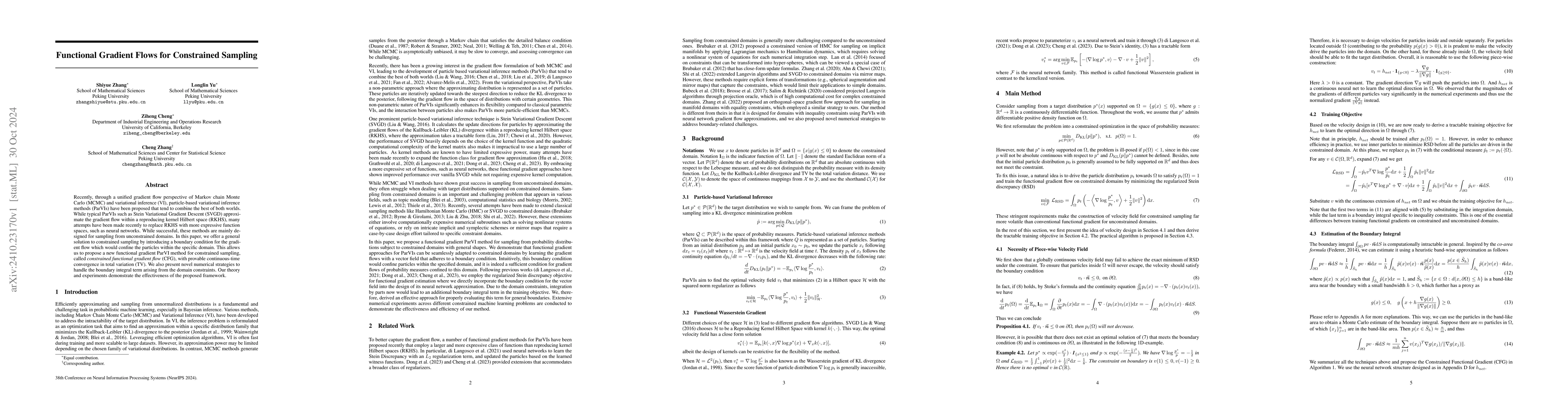Thumbnail for Functional Gradient Flows for Constrained Sampling