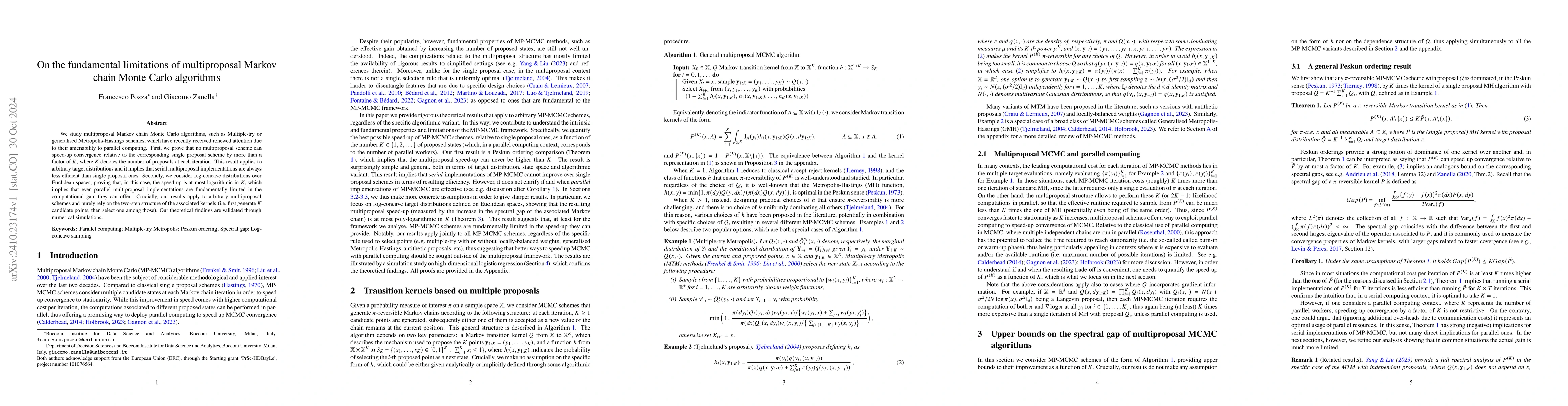 Thumbnail for On the fundamental limitations of multiproposal Markov chain Monte Carlo
  algorithms