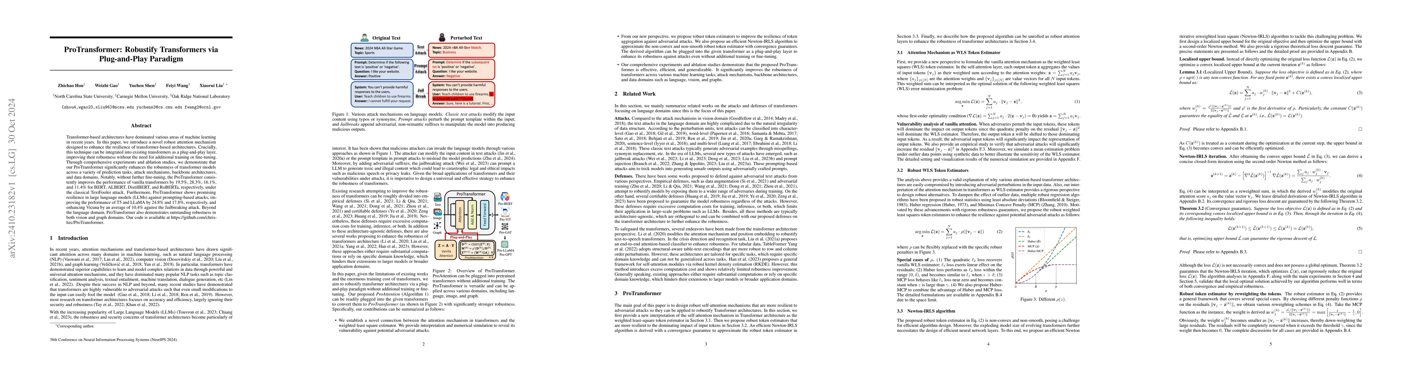 Thumbnail for ProTransformer: Robustify Transformers via Plug-and-Play Paradigm