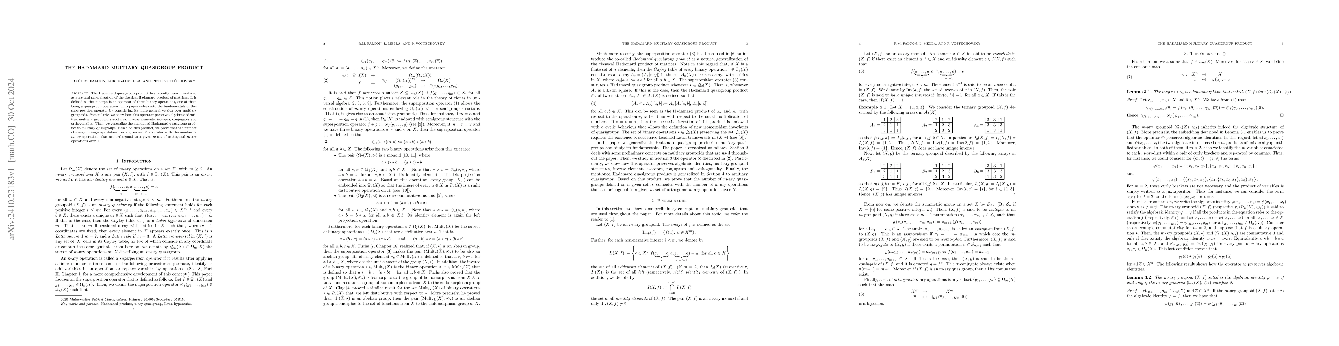Thumbnail for The Hadamard multiary quasigroup product