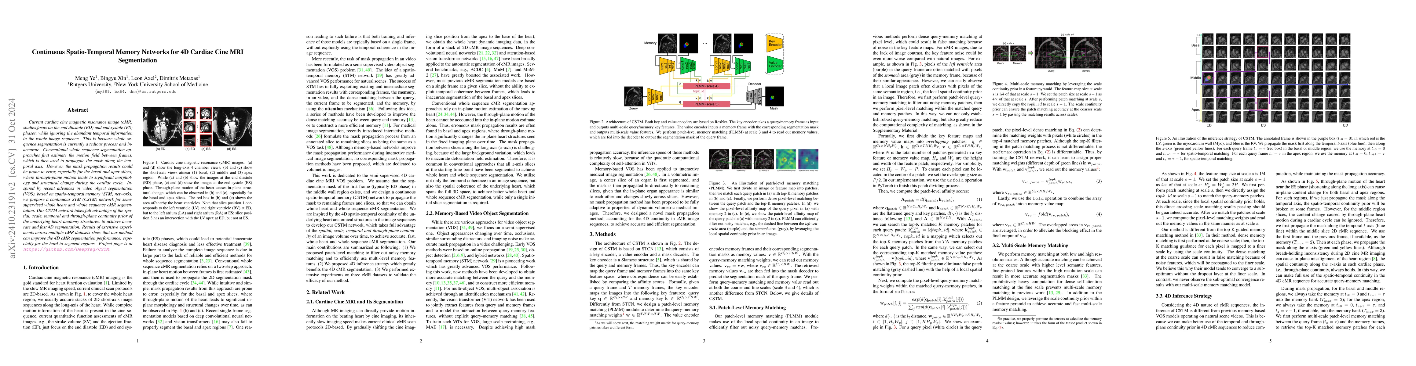 Thumbnail for Continuous Spatio-Temporal Memory Networks for 4D Cardiac Cine MRI
  Segmentation