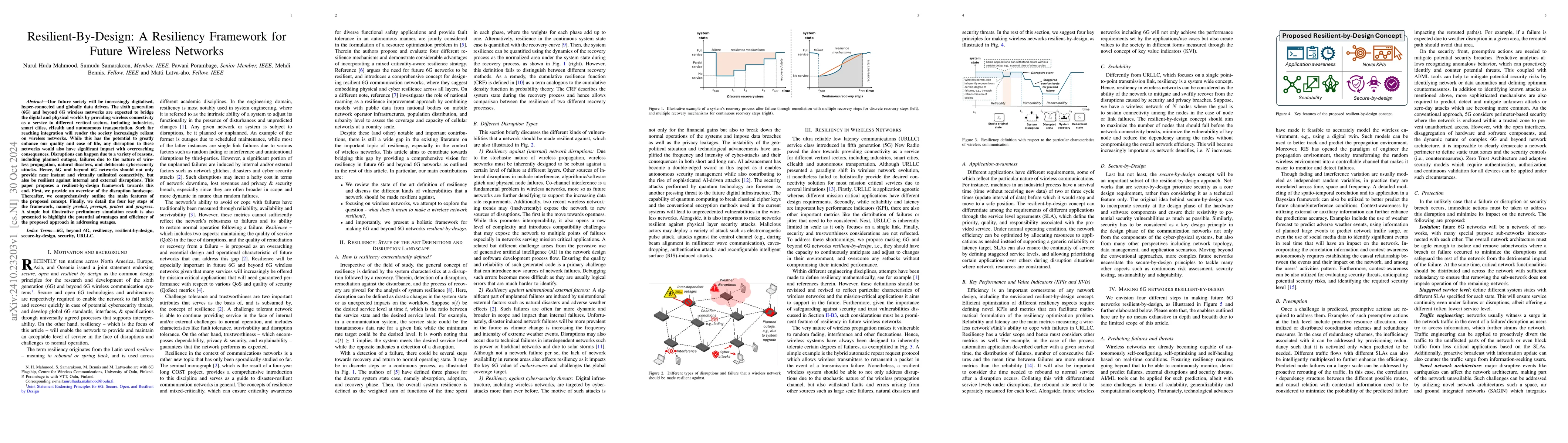 Thumbnail for Resilient-By-Design: A Resiliency Framework for Future Wireless Networks