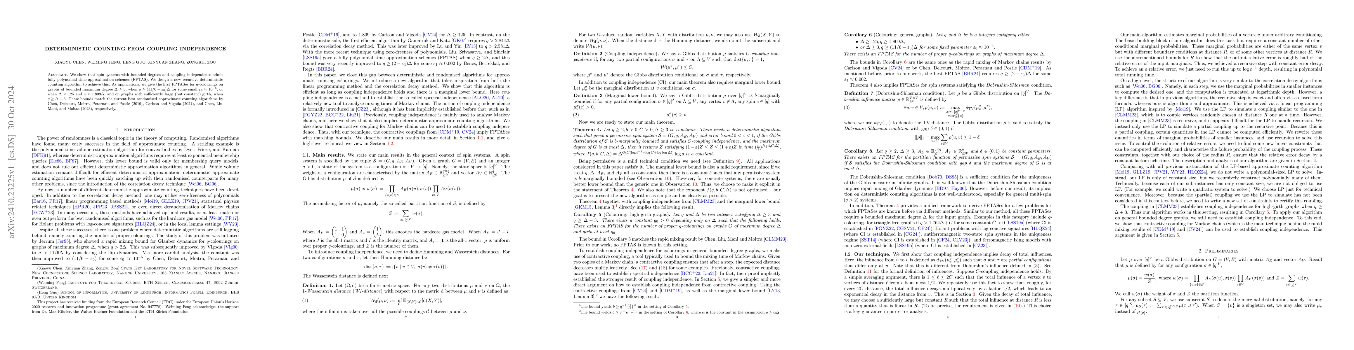 Thumbnail for Deterministic counting from coupling independence