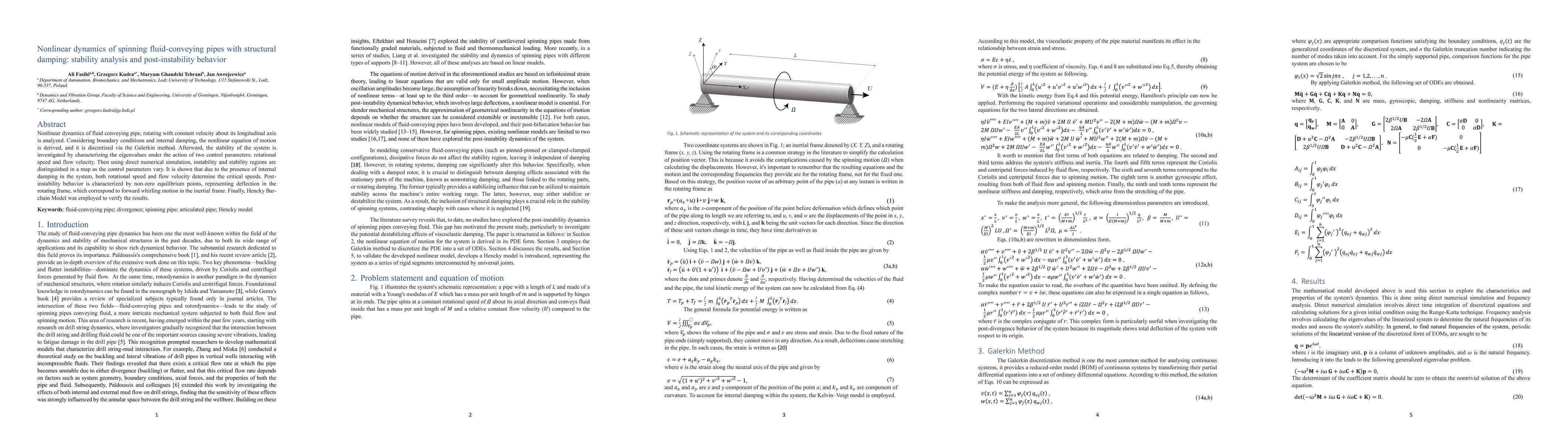 Thumbnail for Nonlinear dynamics of spinning fluid-conveying pipes with structural
  damping: stability analysis and post-instability behavior