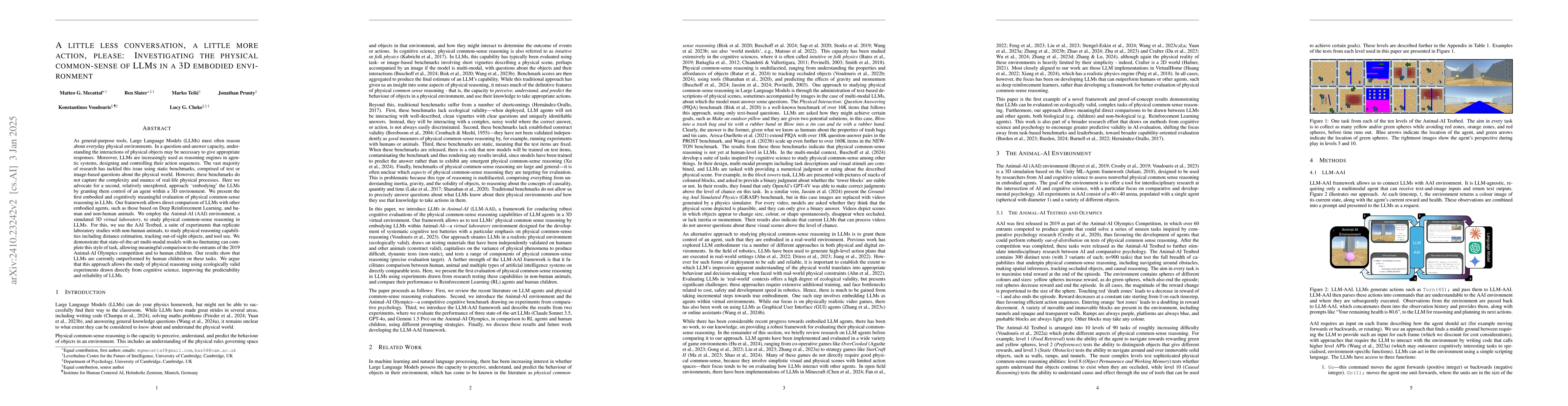 Thumbnail for A little less conversation, a little more action, please: Investigating
  the physical common-sense of LLMs in a 3D embodied environment