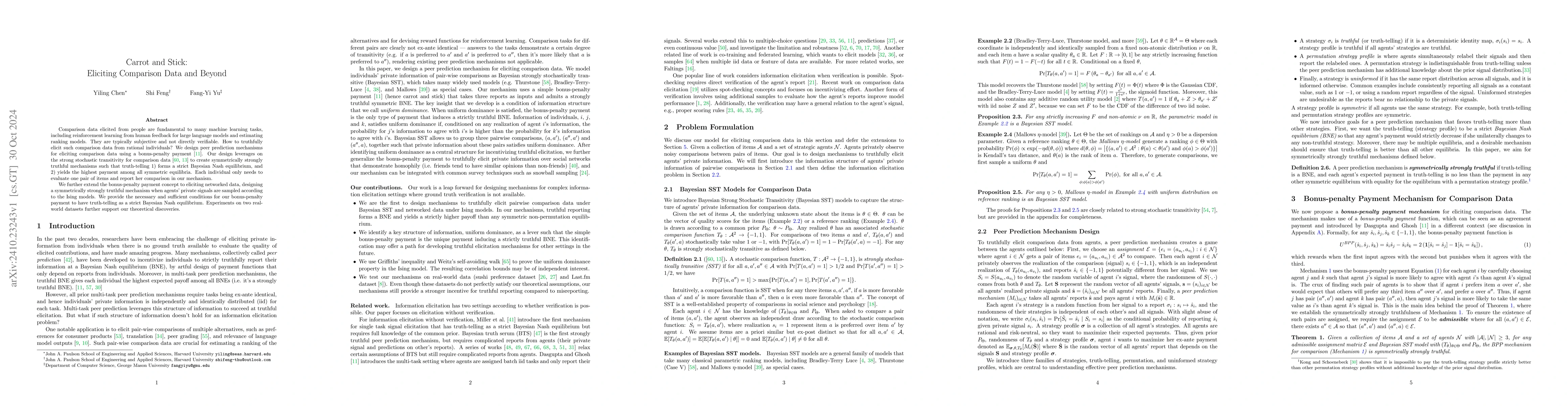 Thumbnail for Carrot and Stick: Eliciting Comparison Data and Beyond
