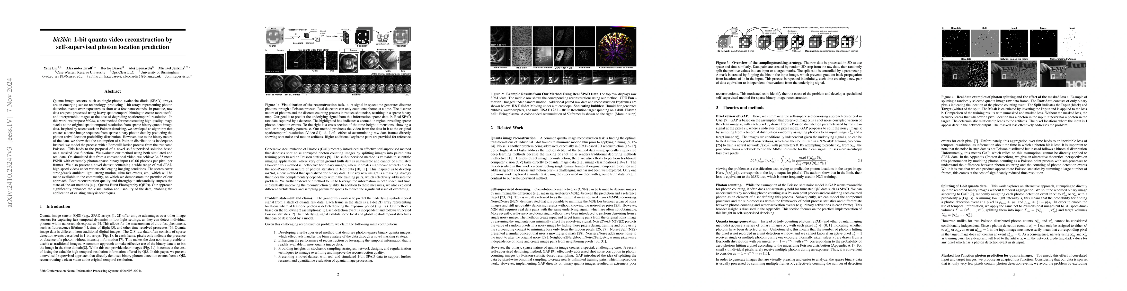 Thumbnail for bit2bit: 1-bit quanta video reconstruction via self-supervised photon
  prediction