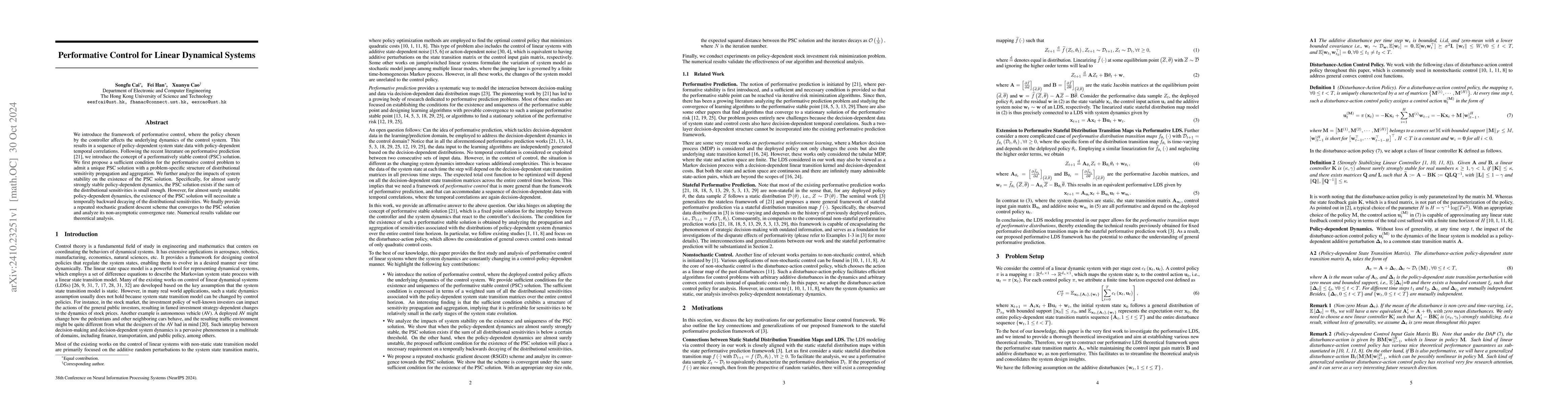 Thumbnail for Performative Control for Linear Dynamical Systems