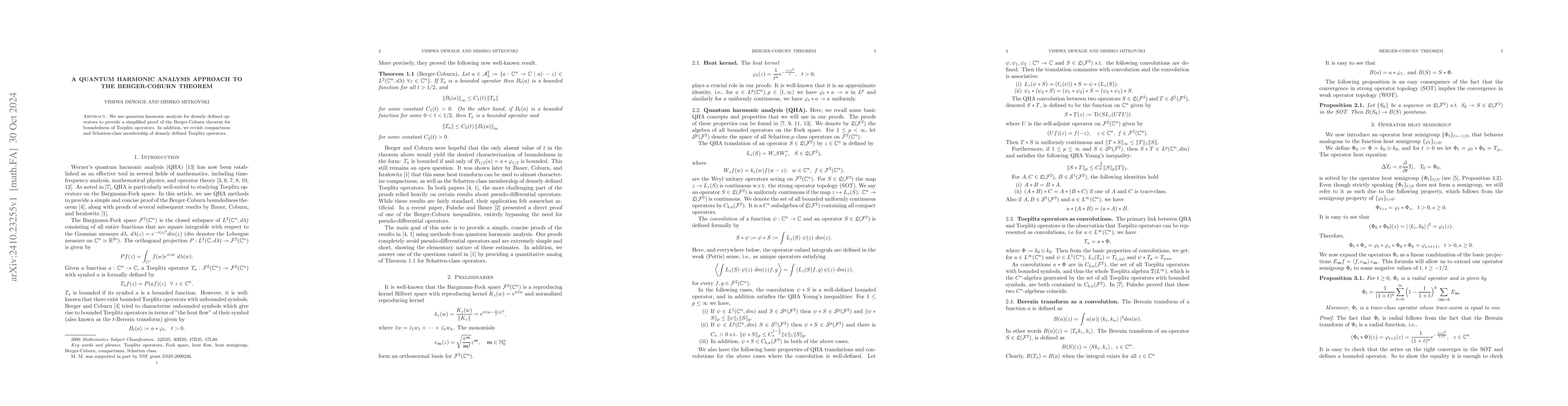 Thumbnail for A quantum harmonic analysis approach to the Berger-Coburn theorem