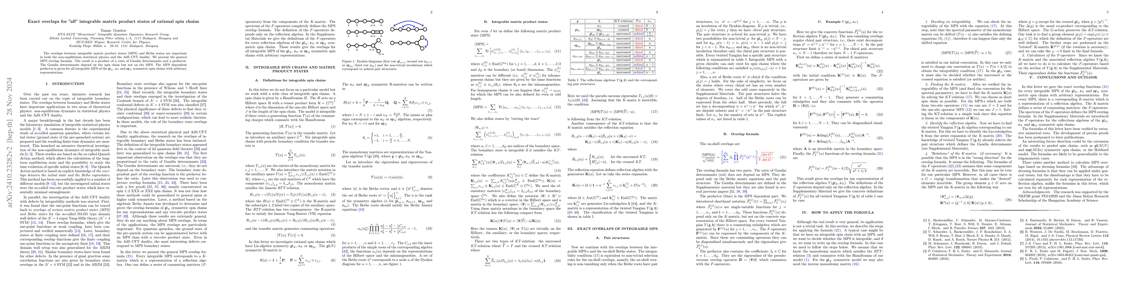 Thumbnail for Exact overlaps for "all" integrable matrix product states of rational
  spin chains