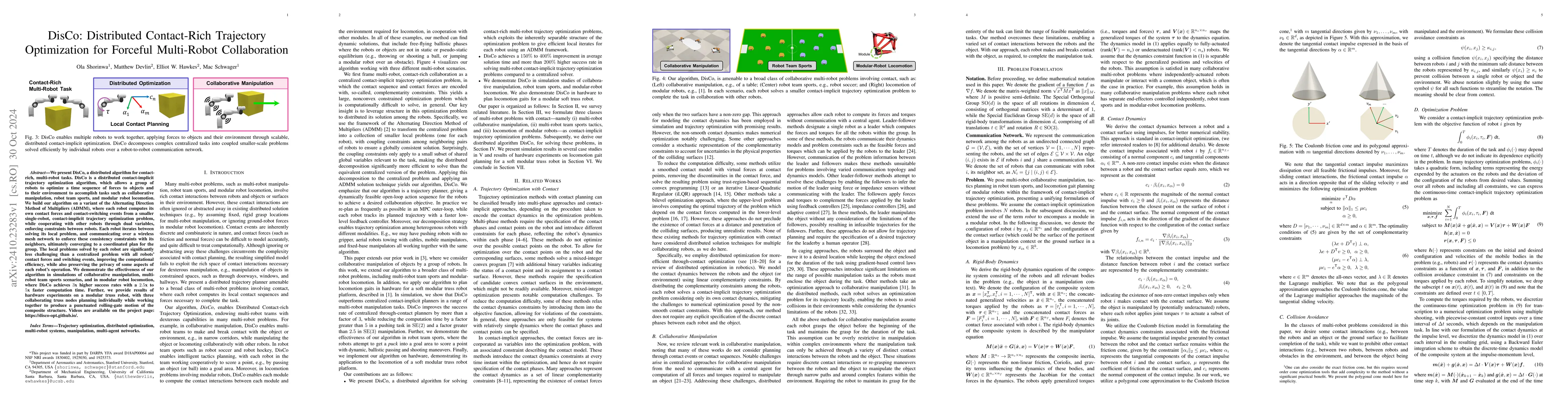 Thumbnail for DisCo: Distributed Contact-Rich Trajectory Optimization for Forceful
  Multi-Robot Collaboration
