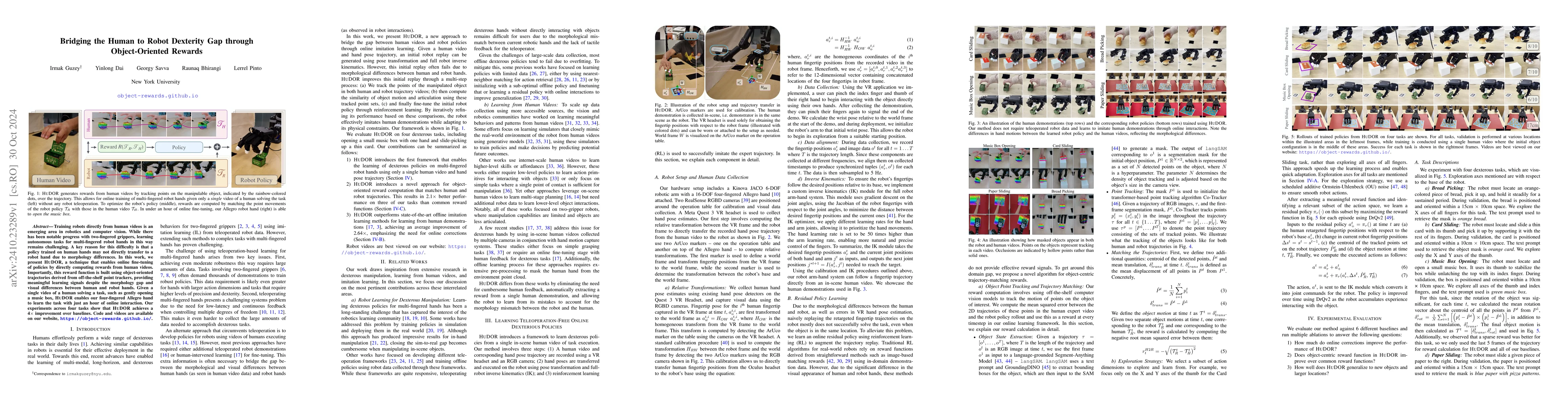 Thumbnail for Bridging the Human to Robot Dexterity Gap through Object-Oriented
  Rewards