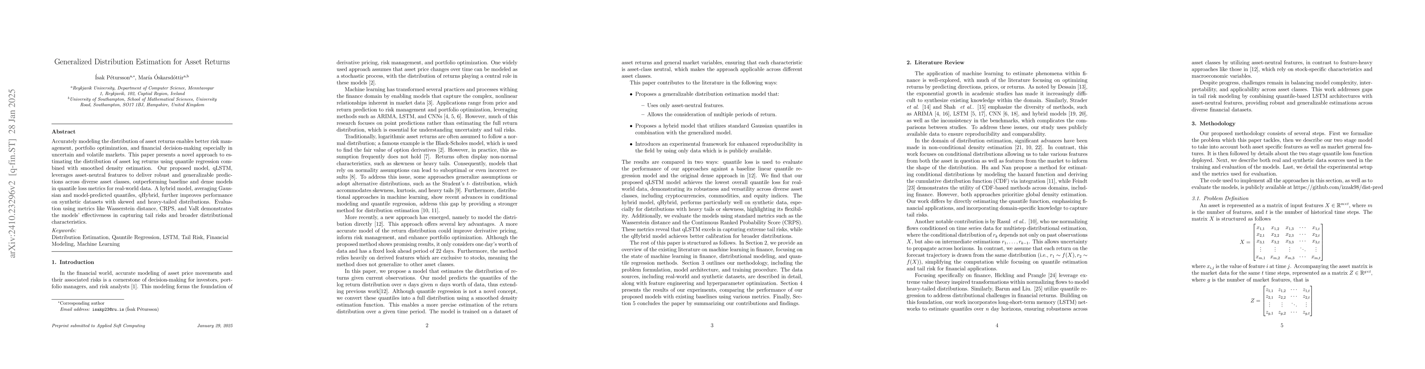 Thumbnail for Generalized Distribution Prediction for Asset Returns