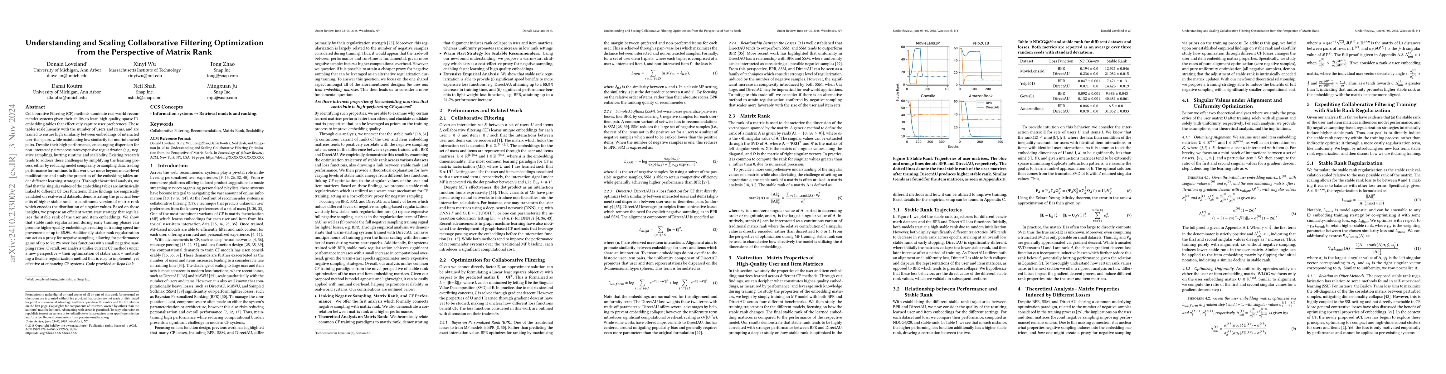 Thumbnail for Understanding and Scaling Collaborative Filtering Optimization from the
  Perspective of Matrix Rank