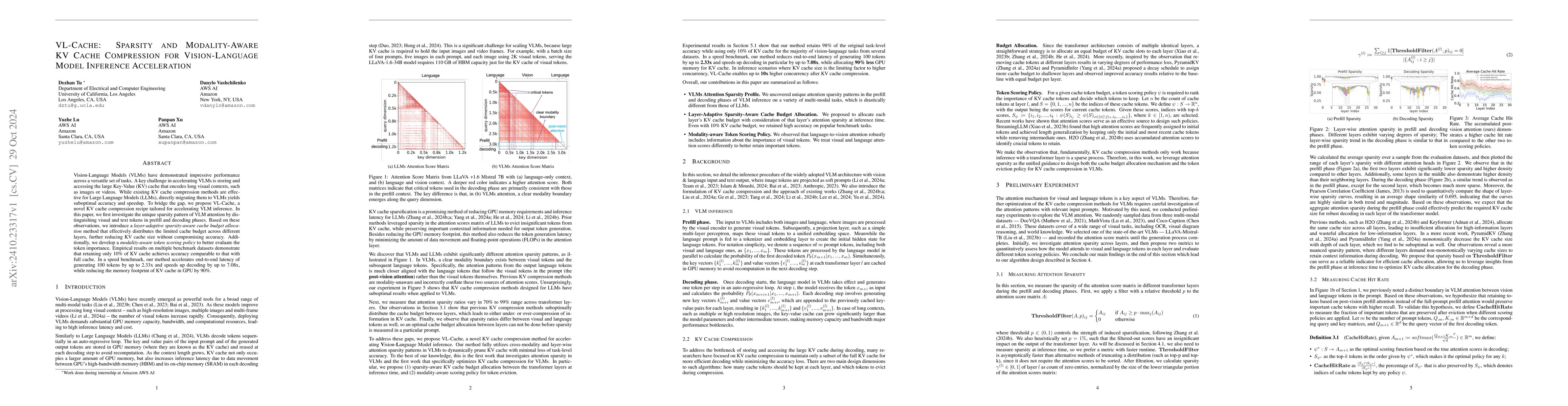 Thumbnail for VL-Cache: Sparsity and Modality-Aware KV Cache Compression for
  Vision-Language Model Inference Acceleration