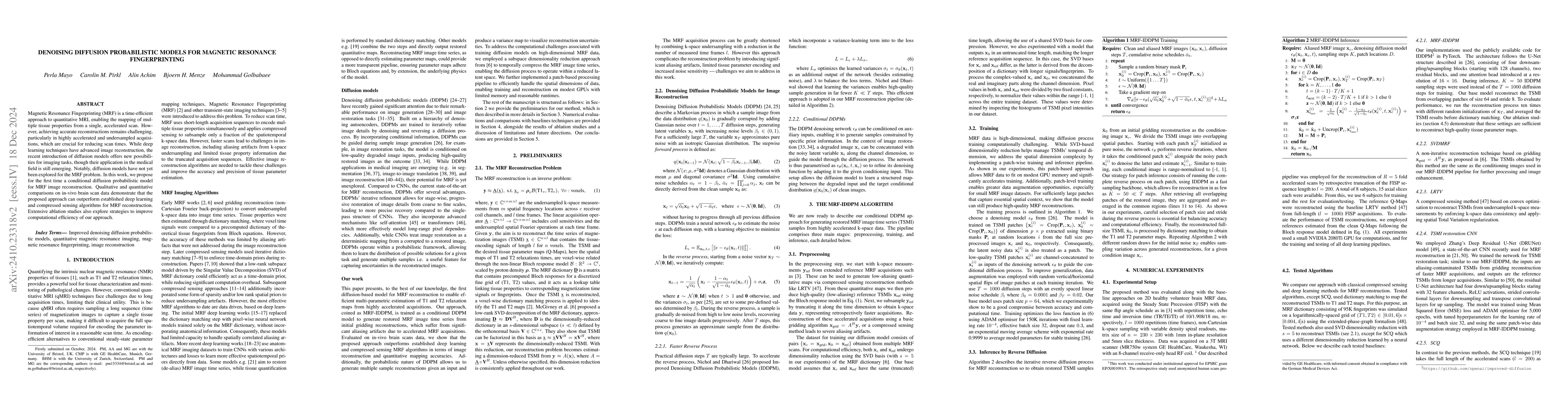 Thumbnail for Improved Patch Denoising Diffusion Probabilistic Models for Magnetic
  Resonance Fingerprinting