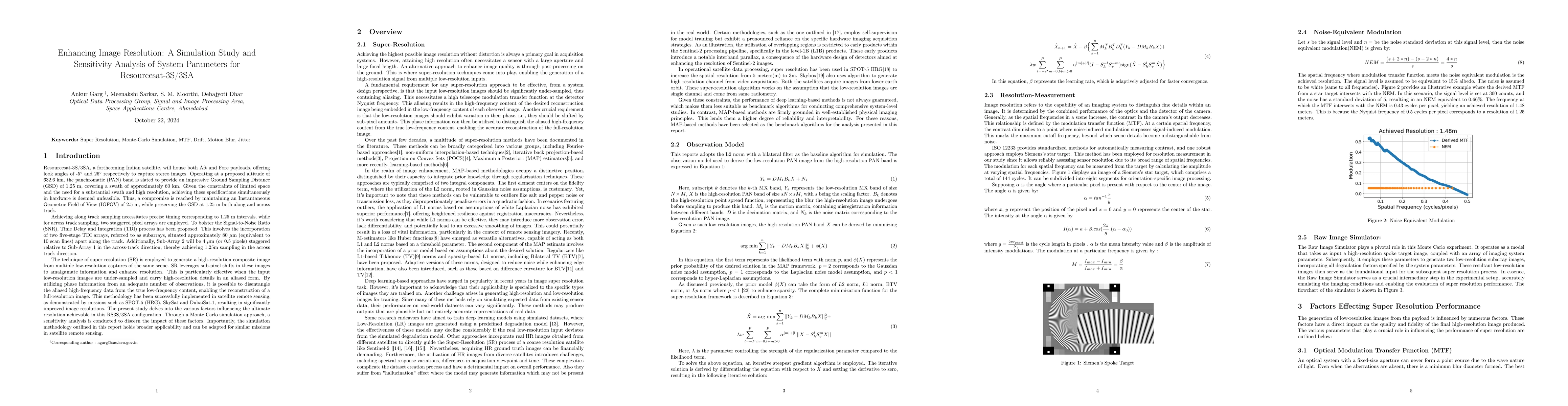 Thumbnail for Enhancing Image Resolution: A Simulation Study and Sensitivity Analysis
  of System Parameters for Resourcesat-3S/3SA