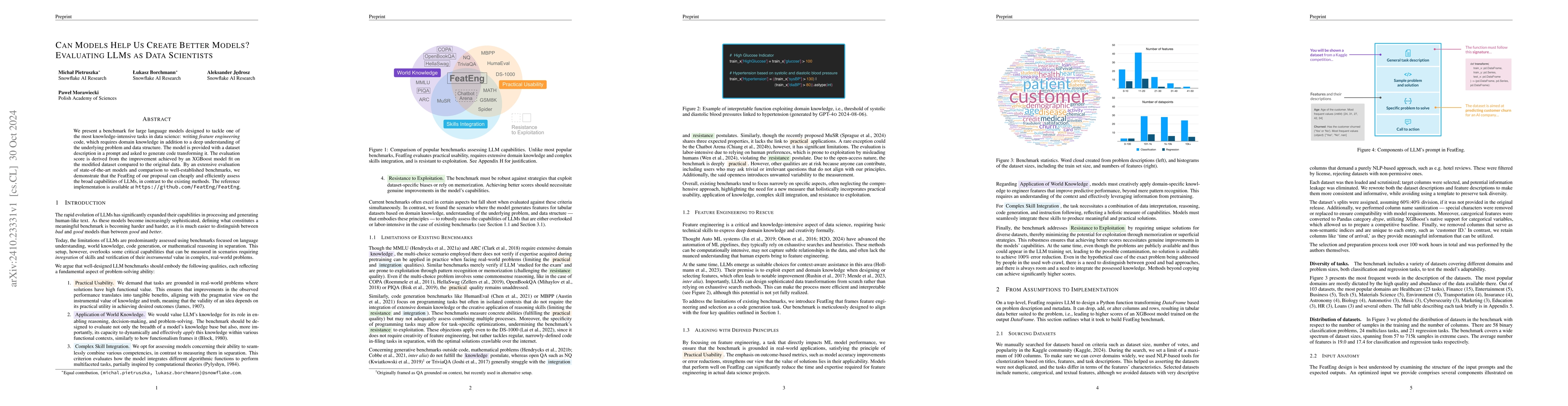 Thumbnail for Can Models Help Us Create Better Models? Evaluating LLMs as Data
  Scientists