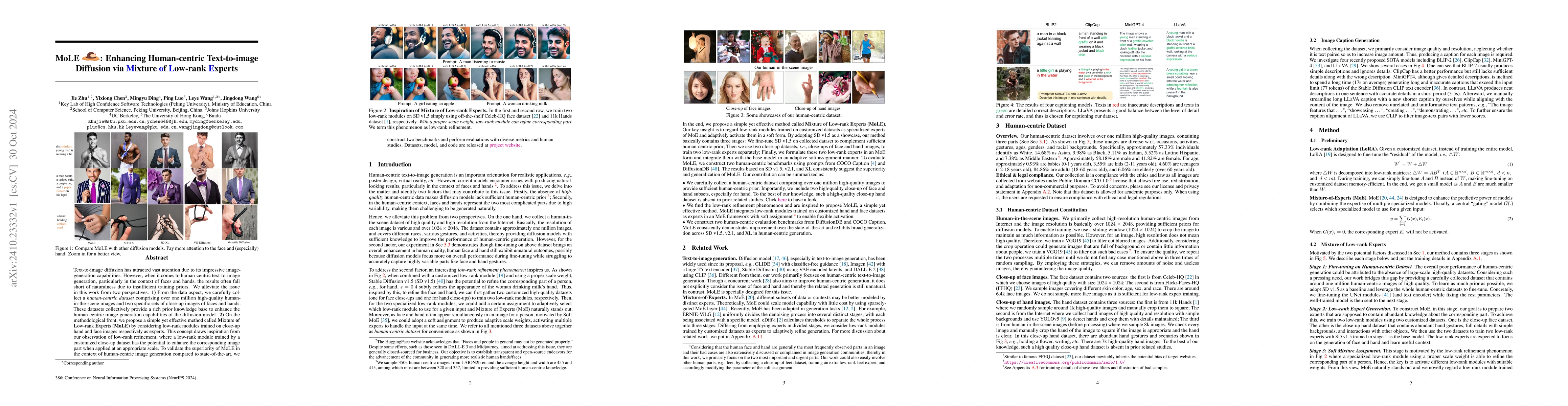 Thumbnail for MoLE: Enhancing Human-centric Text-to-image Diffusion via Mixture of
  Low-rank Experts