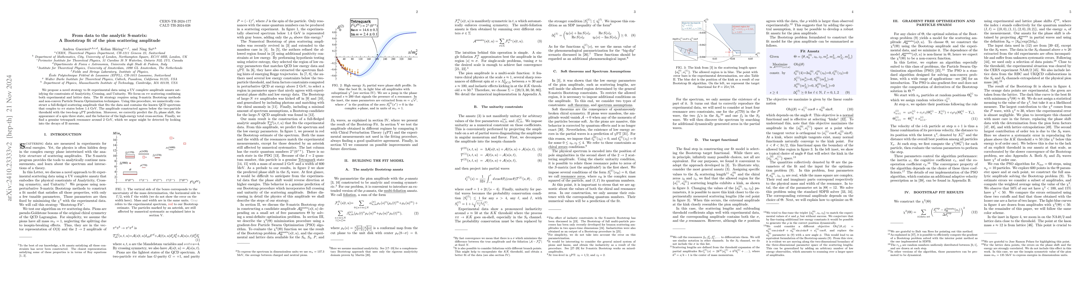 Thumbnail for From data to the analytic S-matrix: A Bootstrap fit of the pion
  scattering amplitude