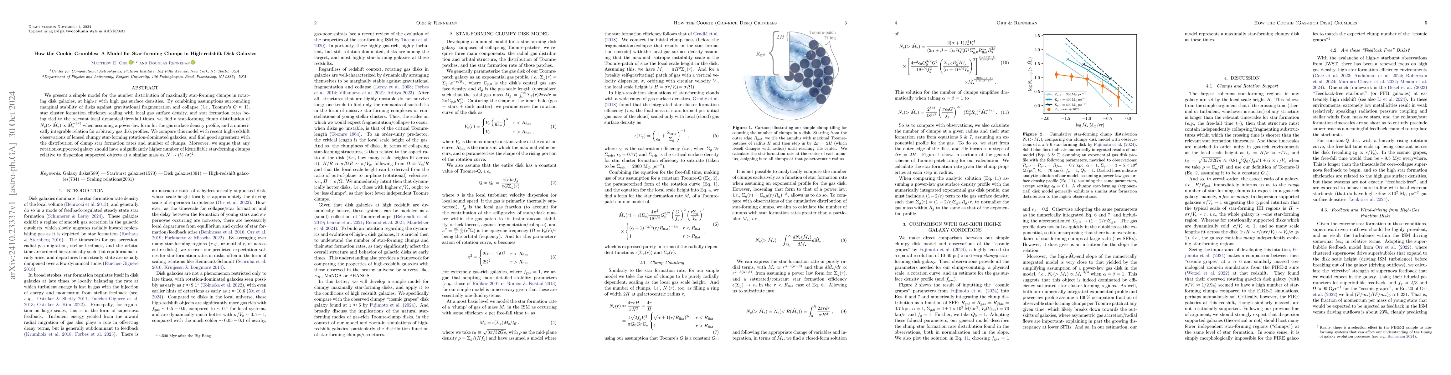 Thumbnail for How the Cookie Crumbles: A Model for Star-forming Clumps in
  High-redshift Disk Galaxies