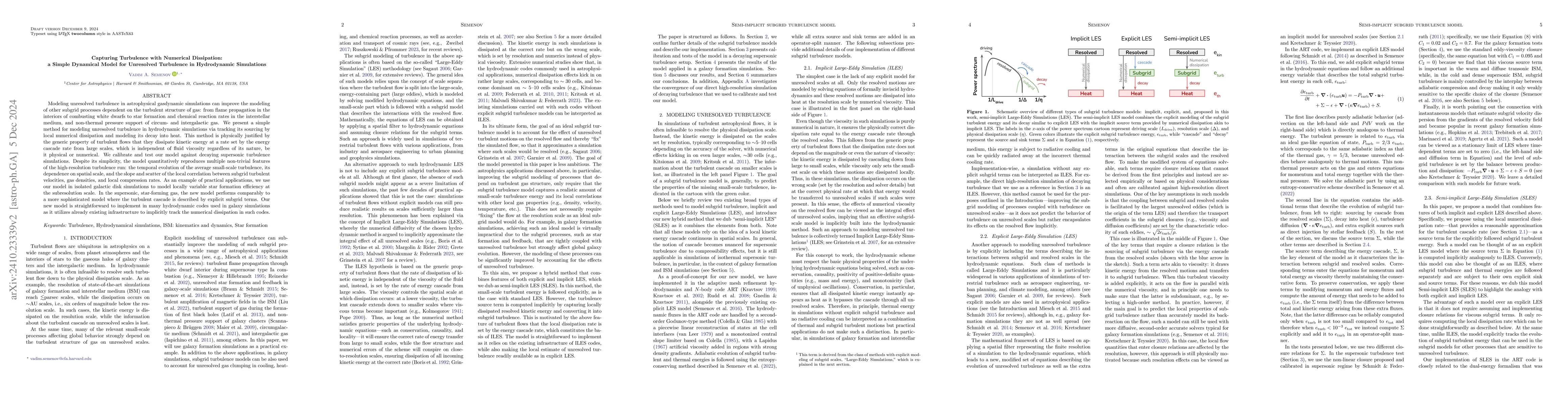 Thumbnail for Capturing Turbulence with Numerical Dissipation: a Simple Dynamical
  Model for Unresolved Turbulence in Hydrodynamic Simulations
